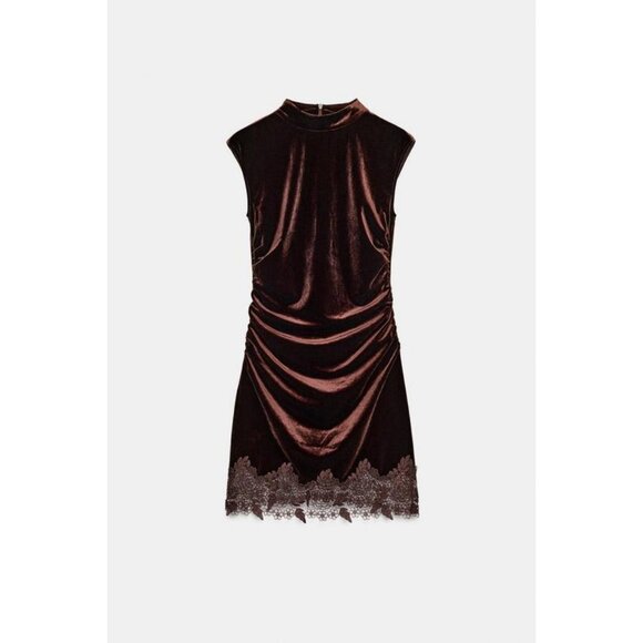 ZARA VELVET LACE DRESS - Picture 1 of 7